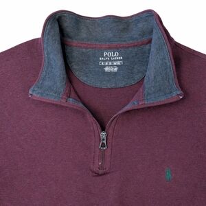 Polo Ralph Lauren Men's Maroon Burgandy 1/4 Zip Pullover Long Sleeve Polo